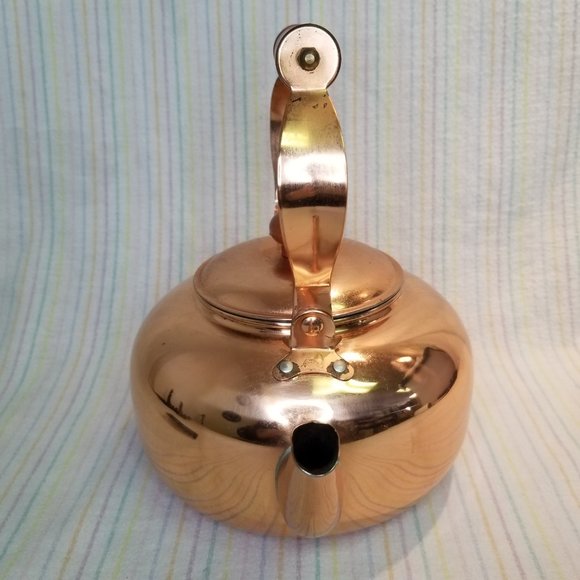 Vintage ? Old Dutch Solid Copper Tea Kettle Wood Handle Brass Made in Korea - Picture 9 of 12